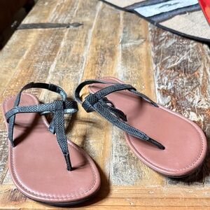 Time and Tru Black and Brown Women's Sandals